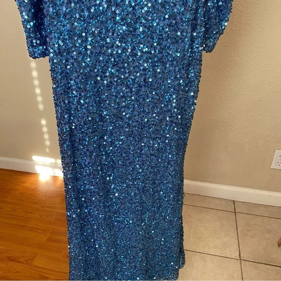 Mac Duggal blue sequin gown dress size‎ 2new without tags - Picture 7 of 16
